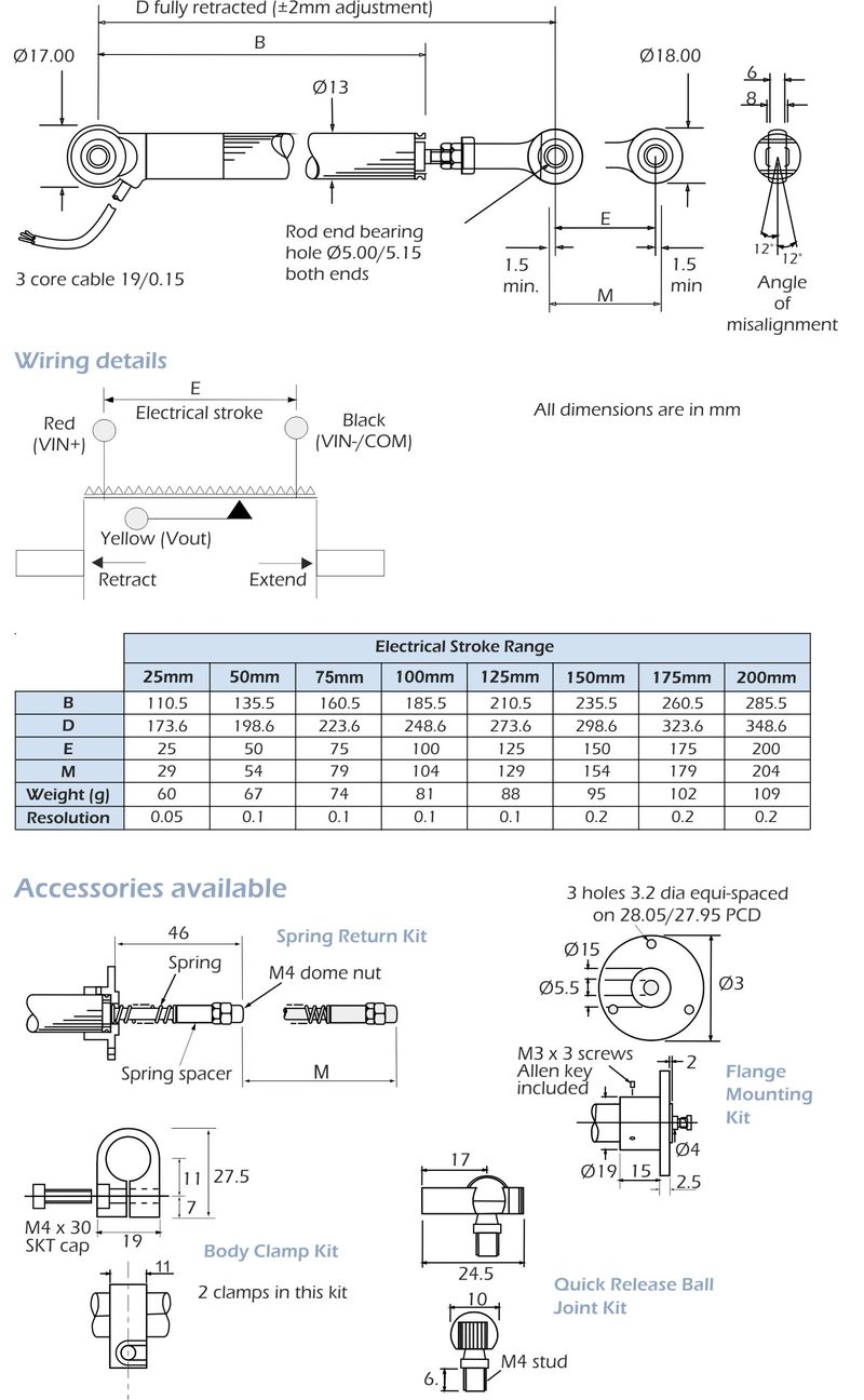 pd13 displacement transducer dimensions